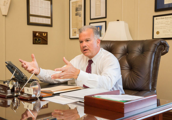 DEMOCRAT NICHOLAS A. MATTIELLO has retained the Speaker of the House position in the General Assembly following a counting of the mail ballots for his Cranston district. He was behind Republican Steven Frias until the Board of Elections completed its counting on Thursday. / PBN FILE PHOTO/TRACY JENKINS