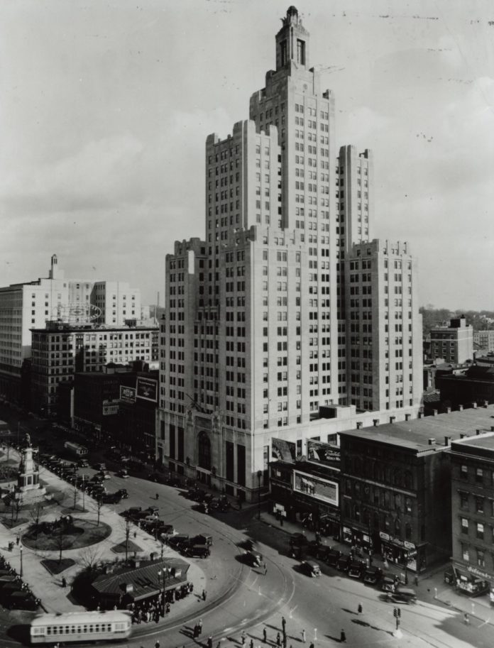 THE INDUSTRIAL TRUST BUILDING, as seen in 1936, will be the topic of a panel discussion at the Providence Preservation Society's Providence Symposium Nov. 3. / COURTESY PROVIDENCE PRESERVATION SOCIETY