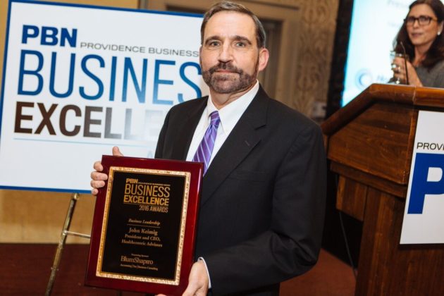 H. JOHN KEIMIG, president and CEO of Healthcentric Advisors, was recognized with the Business Leadership Award at last night's 16th Business Excellence Awards program from Providence Business News. / PBN PHOTO/RUPERT WHITELEY