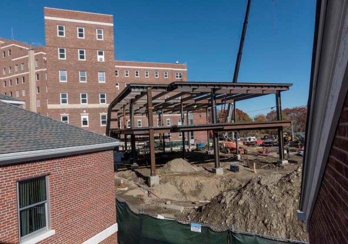 THE Providence VA Medical Center has an addition under construction that will expand its capacity for intensive care. The Providence-Warwick-Fall River metropolitan area had 2 percent construction employment growth over the year in October, the Associated General Contractors of America said. / PBN FILE PHOTO/MICHAEL SALERNO