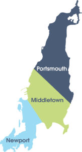 ISLAND EXODUS: Aquidneck Island, comprising Portsmouth, Middletown and Newport, has realized population decline since the 1970s. Unabated, the trend is projected to continue for years to come. / PBN ILLUSTRATION/LISA LAGRECA