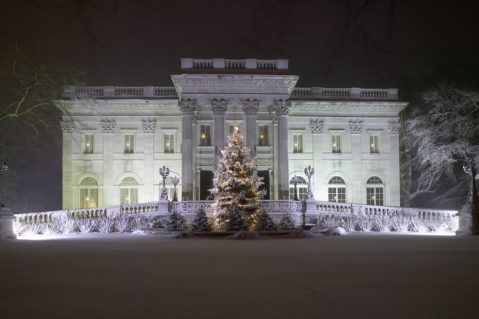 MARBLE HOUSE, shown here, will be decorated for the holidays along with The Breakers and The Elms as part of Christmas at the Newport Mansions. / COURTESY THE PRESERVATION SOCIETY OF NEWPORT COUNTY