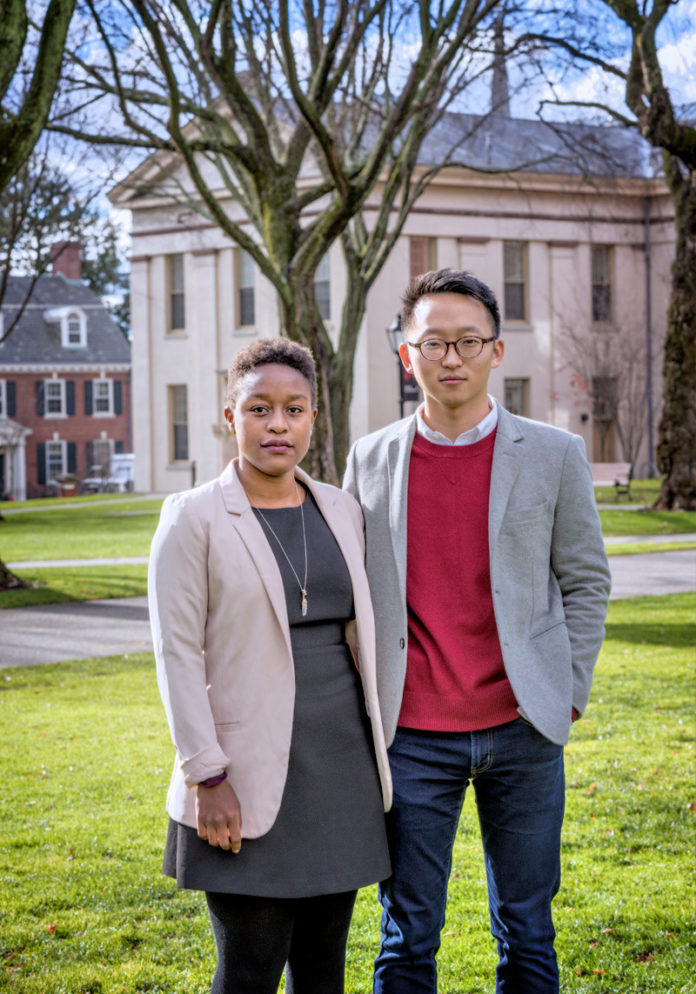 NEW TECH: Richard Park and Bella Okiddy are co-founders of a new company called Tech Against Assault, which is developing new technology to better inform victims of sexual assault. / PBN PHOTO/MICHAEL SALERNO