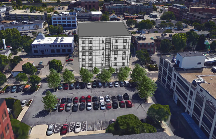 A RENDERING of the six-story mixed-use building at 44 Hospital St. shows what the project will look like when completed. / COURTESY FEDERAL HILL GROUP LLC