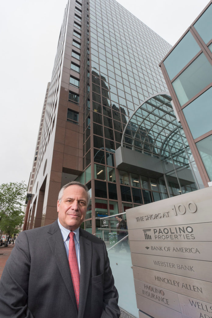 JOSEPH R. Paolino Jr., is shown in front of Paolino headquarters at 100 Westminster St. in Providence. He said he bought the former St. Joseph's hospital building and plans to convert it into housing for the homeless.  / PBN FILE PHOTO/MICHAEL SALERNO