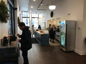 TASTY TREATS: The first floor of 32 Custom House is now home to KNEAD Doughnuts, an artisan doughnut shop in partnership with The Dean Hotel's Bolt Coffee Co. The designer for 32 Custom House, ASH NYC, also designed The Dean. / PBN PHOTO/MARK S. MURPHY