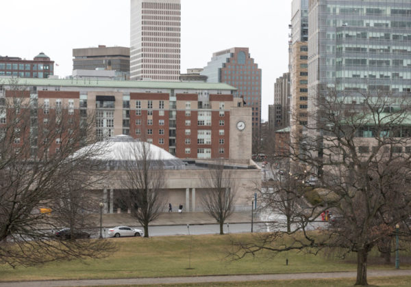 CENTER OF ATTENTION: The state has identified nine parcels that form a semicircle around Providence Station, pictured, as the potential location for the development of a new transit hub that would help relieve bus traffic on Kennedy Plaza. / PBN PHOTO/MICHAEL SALERNO