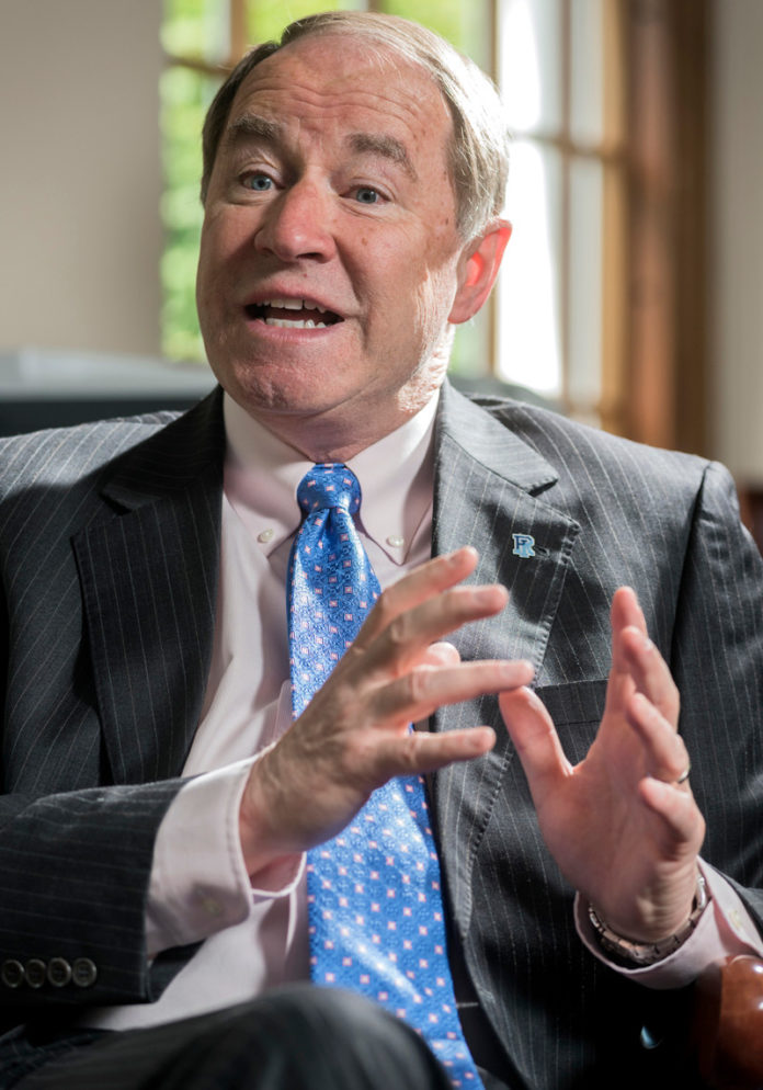 UNIVERSITY OF Rhode Island President David Dooley said the Innovation Campus will "allow the university to partner with businesses to help solve real challenges, to provide educational opportunities for its students and to innovate products and services." / PBN FILE PHOTO/ MICHAEL SALERNO