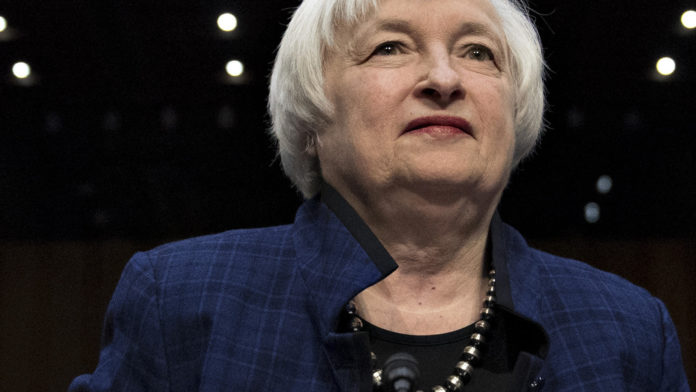 U.S. MARKETS were in a holding pattern early in the day, waiting for testimony that Federal Reserve Chair Janet Yellen will give to Congress Tuesday.  / BLOOMBERG NEWS FILE PHOTO/ANDREW HARRER