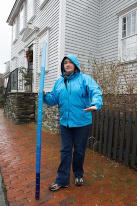FLOOD EXPERT: As community planner with the Coastal Resources Center at the University of Rhode Island, Teresa Crean oversees multiple projects along the coast. She also leads groups around Newport, using a sea-level stick to explain the impacts of rising tides. / PBN PHOTO/KATE WHITNEY LUCEY