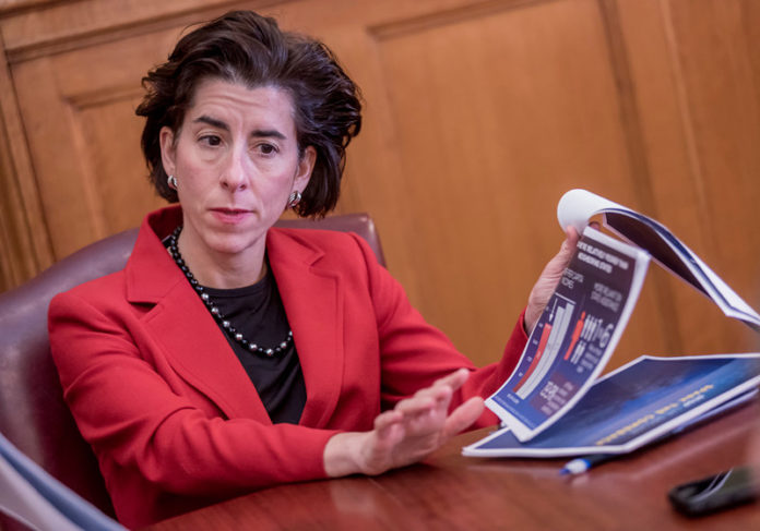 GOV. GINA M. RAIMONDO has announced the latest round of Innovation Vouchers, a total of $280,000 given to six companies that will partner will Rhode Island researchers to further develop technology and get closer to bringing it to market. / PBN FILE PHOTO/MICHAEL SALERNO GOV. GINA M. RAIMONDO has announced the latest round of Innovation Vouchers, a total of $280,000 given to six companies that will partner will Rhode Island researchers to further develop technology and get closer to bringing it to market. / PBN FILE PHOTO/MICHAEL SALERNO