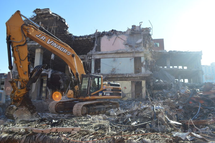 DEMOLITION OF the John E. Fogarty Memorial Building began this week to make way for a Marriott Residence Inn. / PBN PHOTO/NICOLE DOTZENROD