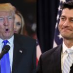 PRESIDENT DONALD TRUMP, left, and House Speaker Paul Ryan, on right. Ryan called off the vote that Trump had demanded he hold Friday on the health-care bill after visiting the president at the White House, according to a senior leadership aide. / BLOOMBERG NEWS PHOTO