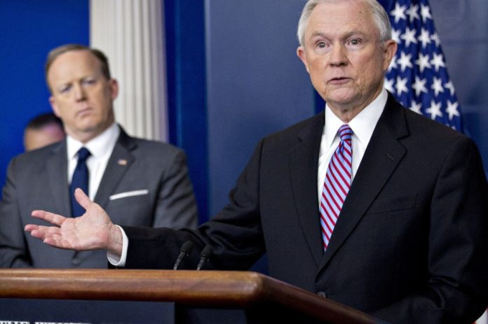 ATTORNEY GENERAL Jeff Sessions said on Monday that in one week, about 200 states and localities refused to honor federal requests to turn over undocumented immigrants. / BLOOMBERG NEWS PHOTO