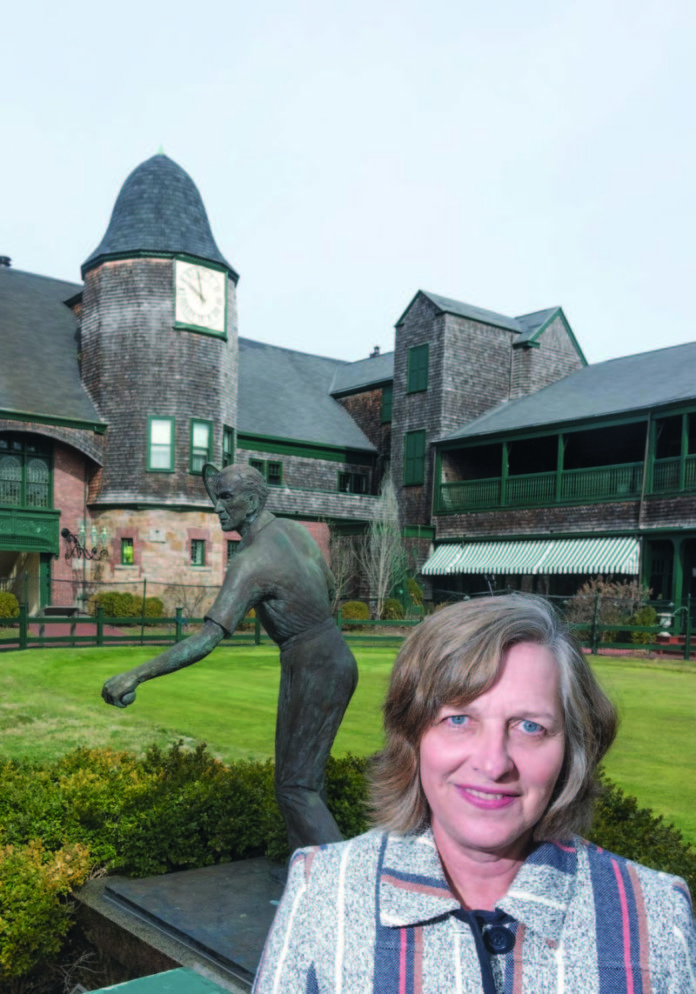 COURT LOVE: Mary Heath is an avid tennis player, which gives her added motivation to promote the International Tennis Hall of Fame in Newport in the region and across the globe. / PBN PHOTO/MICHAEL SALERNO