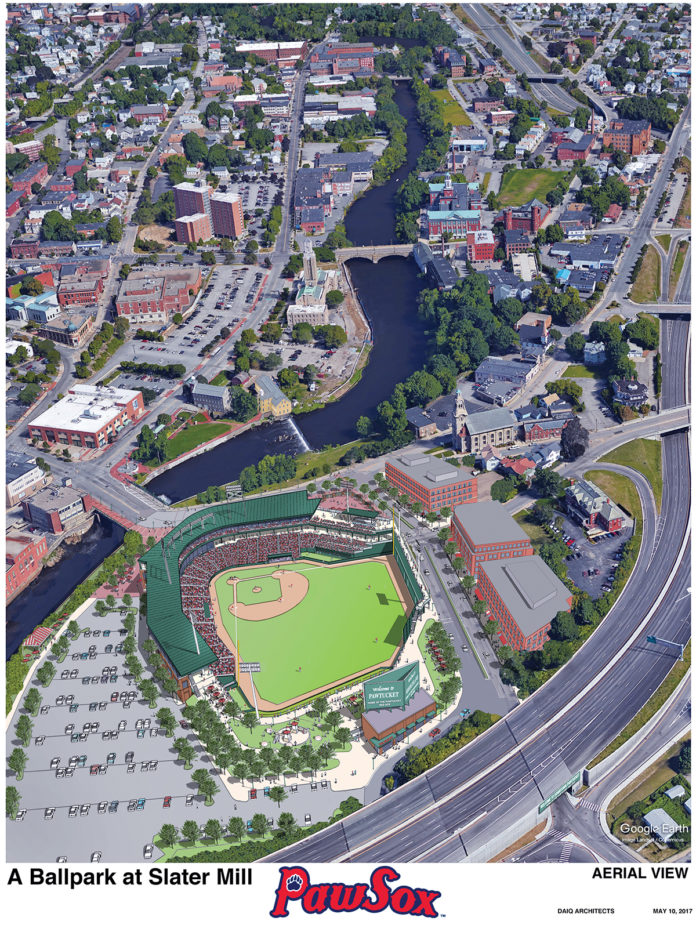 NEW PITCH: The Pawtucket Red Sox have chosen a downtown Pawtucket site for a new ballpark that would require taxpayer support. The team worked on the plan with city leaders and R.I. Commerce Corp. / COURTESY PAWTUCKET RED SOX NEW PITCH: The Pawtucket Red Sox have chosen a downtown Pawtucket site for a new ballpark that would require taxpayer support. The team worked on the plan with city leaders and R.I. Commerce Corp. / COURTESY PAWTUCKET RED SOX