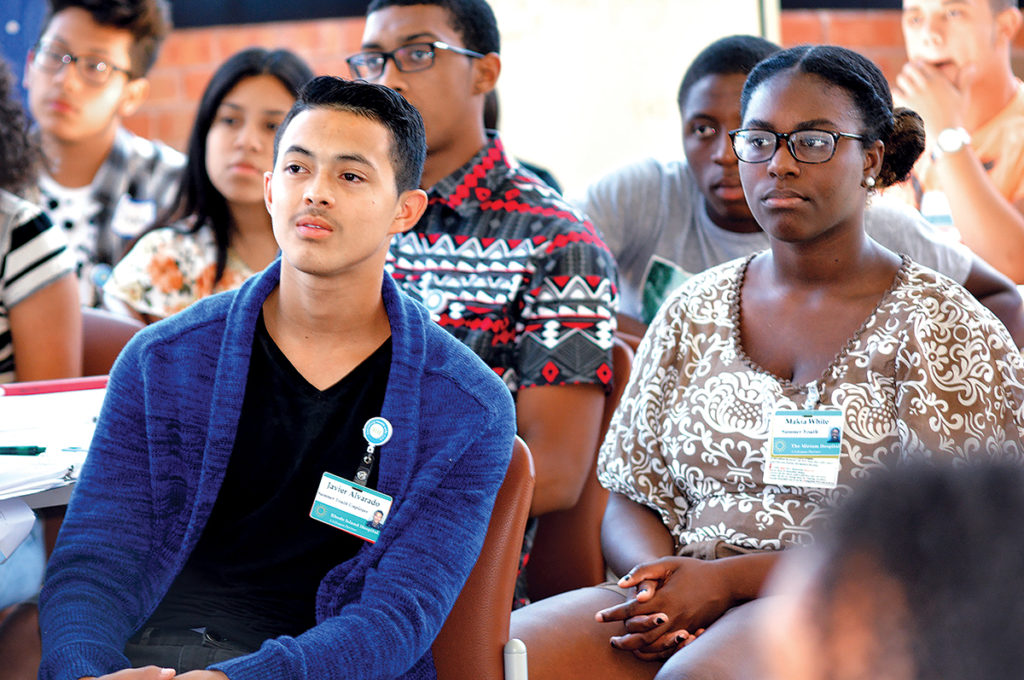 READY TO WORK: Participants in Lifespan’s 2015 Summer Youth Employment Program go through a training session. Each year, about 25 percent of the youths are hired permanently across the Lifespan health system. / COURTESY LIFESPAN