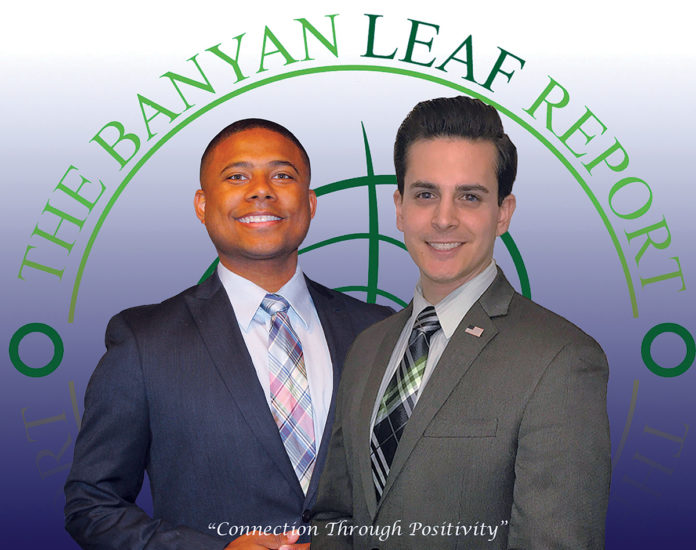 SPREADING GOOD NEWS: ­Anthony M. Acosta, right, and Marcus Hagans started The Banyan Leaf Report to highlight the positive, community-focused efforts of companies that the pair felt was lacking in media reports. / COURTESY THE BANYAN LEAF REPORT
