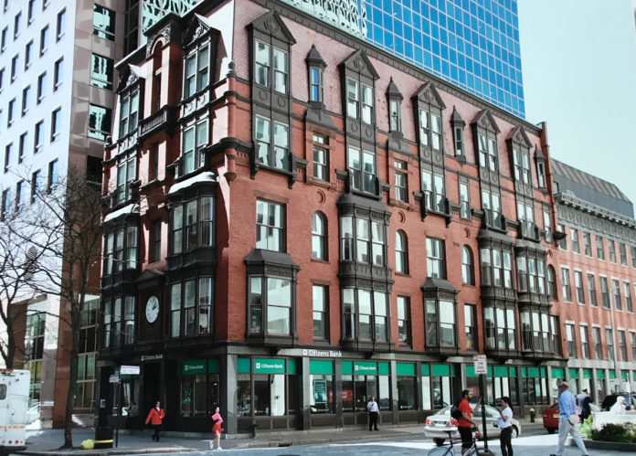 A RENDERING SHOWS what the Hotel Beatrice, a 48-room boutique hotel, will look like when completed. The R.I. Commerce Corp. recently authorized a tax increment financing program to facilitate the development of the former Exchange Bank building on Westminster Street in downtown Providence. /COURTESY R.I. COMMERCE CORP.