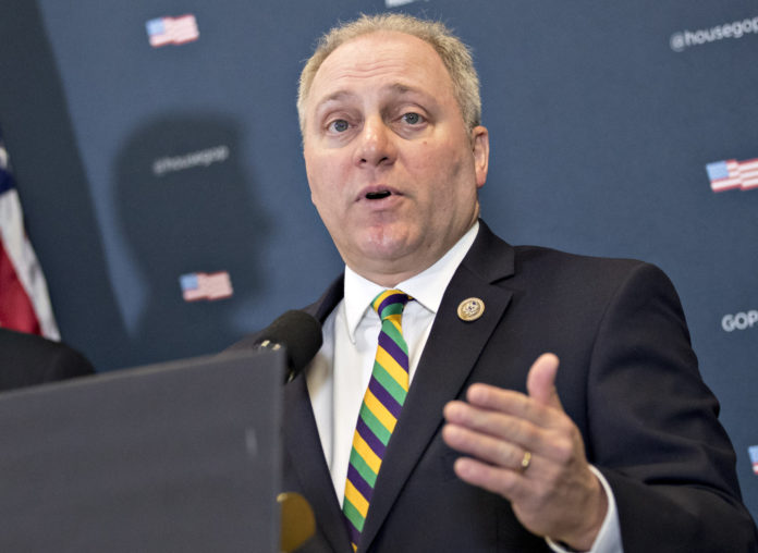 HOUSE MAJORITY WHIP Steve Scalise, a Republican from Louisiana, was shot at a congressional baseball practice in Alexandria, Va. Tuesday morning. / BLOOMBERG FILE PHOTO /ANDREW HARRER