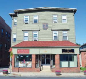 Trinity Place, 121-123 N. Main St. (1880) PROPERTY OWNER: Bom Nominee Trust (Bernard S. and Alicia M. O’Malley, trustees) TENANTS: Scott Allan Salon; Edward W. Valanzola Law Office; O’Malley Real Estate