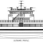 A PRELIMINARY DESIGN for the ferry that Blount Boats will build in conjunction with Elliott Bay Design Group for the Trust for Governors Island. /COURTESY BLOUNT BOATS INC.