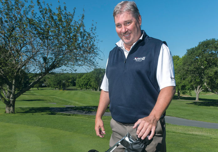 HAVING A BALL: Dean Snell, owner and CEO of Snell Golf, on the course at the Country Club of New Bedford. / PBN PHOTO/MICHAEL SALERNO