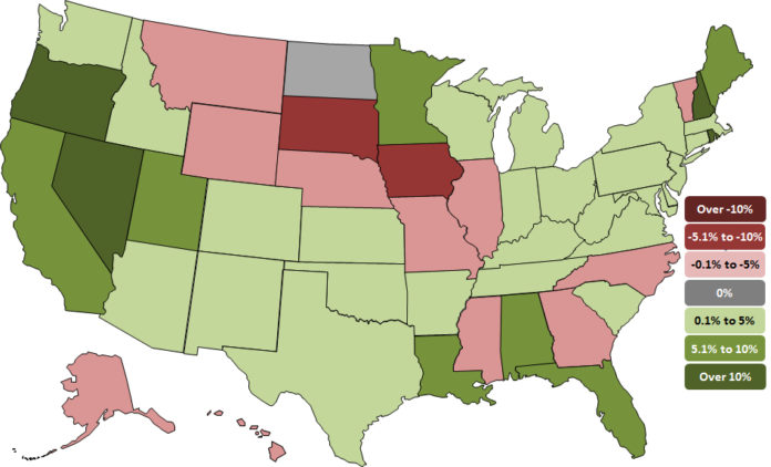 RHODE ISLAND RANKED NO. 3 for year-over-year construction employment growth in July. / COURTESY THE ASSOCIATED GENERAL CONTRACTORS OF AMERICA