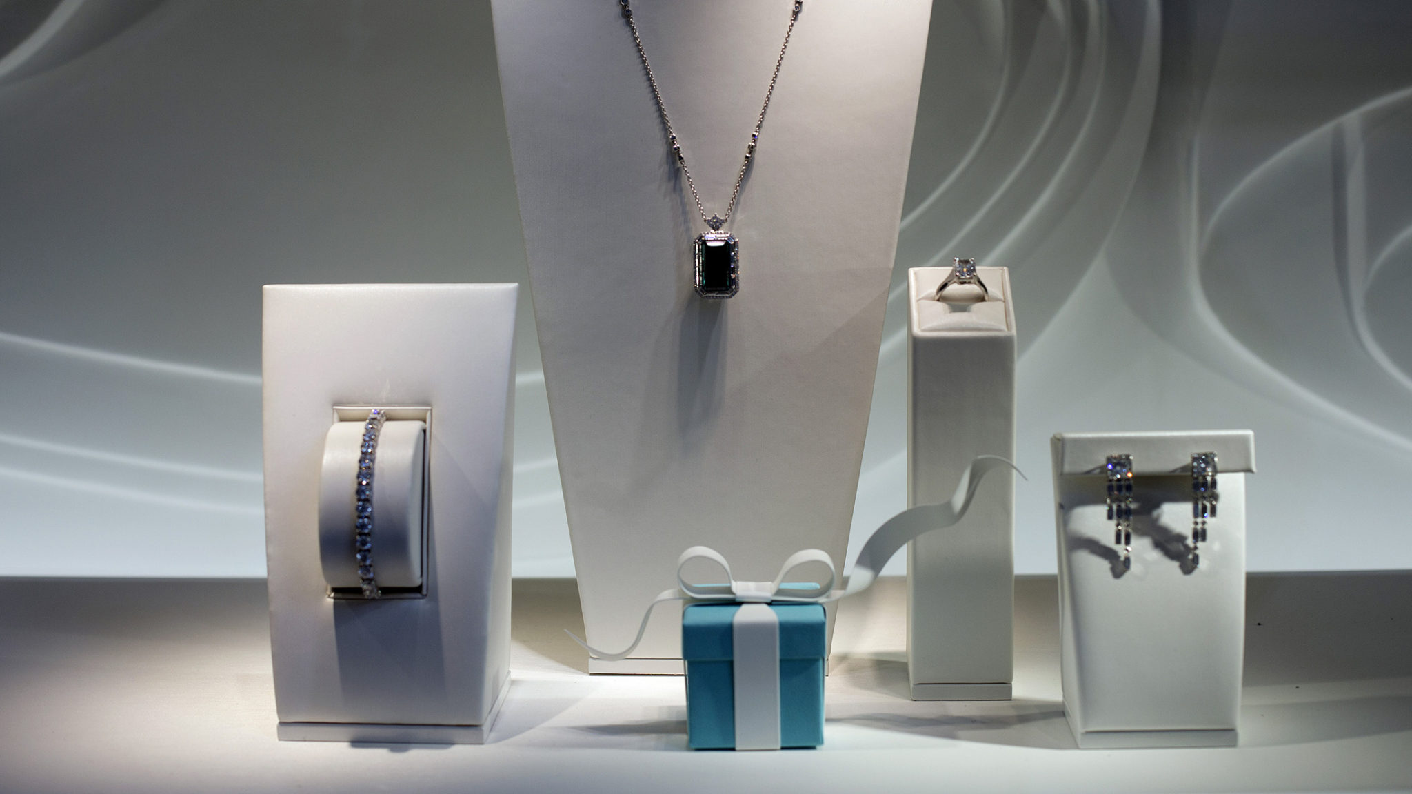JEWELRY IS DISPLAYED in the window of a Tiffany & Co. store on Fifth Avenue in New York. /BLOOMBERG FILE PHOTO/VICTOR J. BLUE