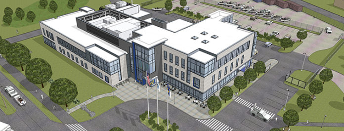 UNIVERSITY OF MASSACHUSETTS DARTMOUTH announced it will host a ribbon cutting for its $55 million expansion to the New Bedford School for Marine Science and Technology Friday. Above, a rendering of the new SMAST building. / COURTESY UNIVERSTIY OF MASSACHUSETTS DARTMOUTH