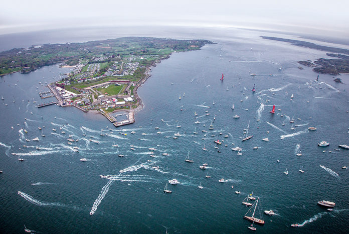 THE VOLVO OCEAN RACE begins Sunday. The Newport in-port race is scheduled for May 19, 2018. Above, a photo of the in-port activities during the race's 2015 visit to Newport. / COURTESY VOLVO OCEAN RACE/AINHOA SANCHEZ