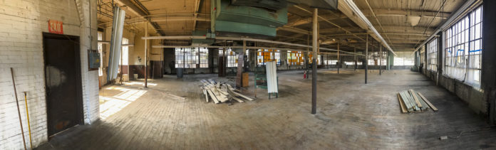 EAT DRINK RI announced a new food hall project at 235 West Park St. in Providence and an accompanying Kickstarter fundraising campaign. Above, the interior second floor of the new space in its current state. / COURTESY EAT DRINK RI