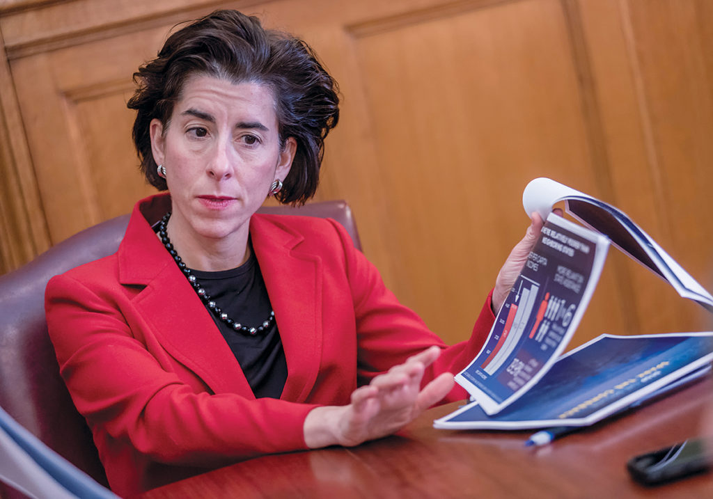 BUYOUTS: Gov. Gina M. Raimondo’s decision to offer about 1,000 public employees early-retirement buyouts has received criticism from former Gov. Lincoln D. Chafee, saying the buyouts could delay cost-of-living adjustments owed to retirees beginning in fiscal 2030-31. / PBN FILE PHOTO/
MICHAEL SALERNO BUYOUTS: Gov. Gina M. Raimondo’s decision to offer about 1,000 public employees early-retirement buyouts has received criticism from former Gov. Lincoln D. Chafee, saying the buyouts could delay cost-of-living adjustments owed to retirees beginning in fiscal 2030-31. / PBN FILE PHOTO/
MICHAEL SALERNO