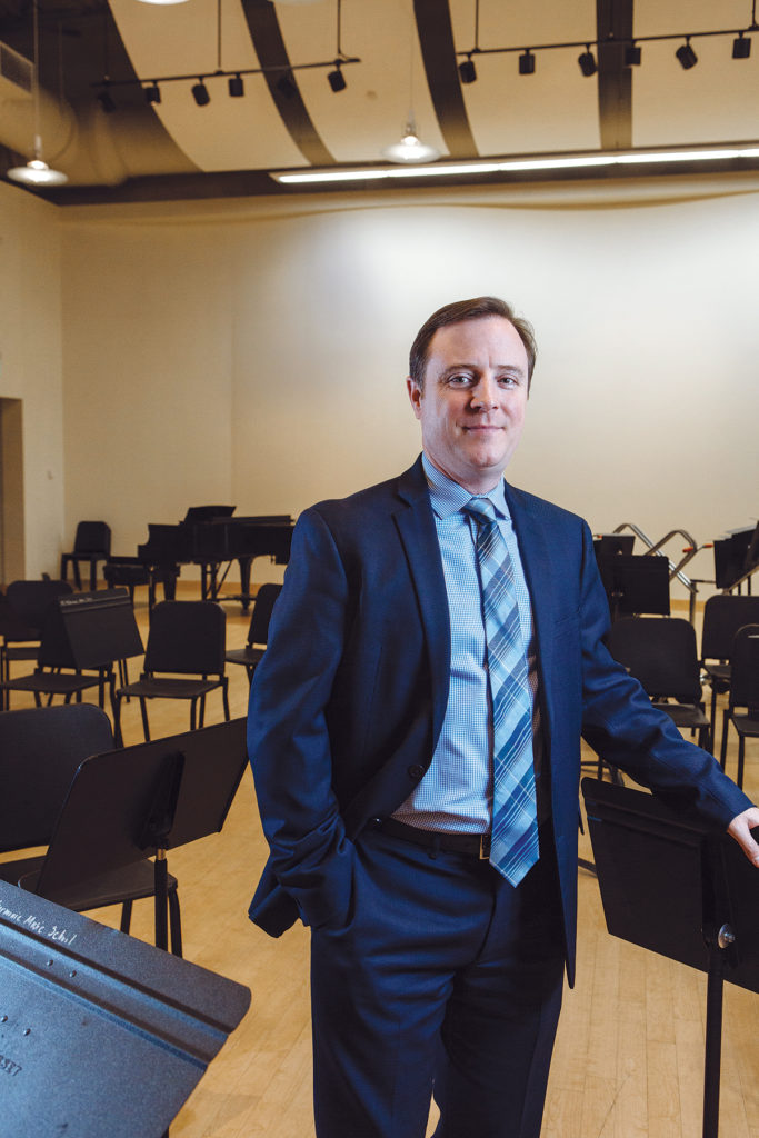Under David Beauchesne’s leadership, the Rhode Island Philharmonic Orchestra and Music School is seeing
audience and enrollment growth, as well as deeper reach into the community. He earned bachelor of music and master of music in music education
degrees from the Eastman School. / PBN PHOTO/RUPERT WHITELEY Under David Beauchesne’s leadership, the Rhode Island Philharmonic Orchestra and Music School is seeing
audience and enrollment growth, as well as deeper reach into the community. He earned bachelor of music and master of music in music education
degrees from the Eastman School. / PBN PHOTO/RUPERT WHITELEY