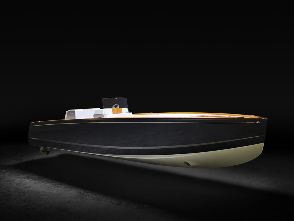 THE HINCKLEY CO. celebrated its design for the world’s first fully electric luxury yacht, the Hinckley Dasher, at the Fort Lauderdale International Boat Show in Florida. / COURTESY THE HINCKLEY CO.