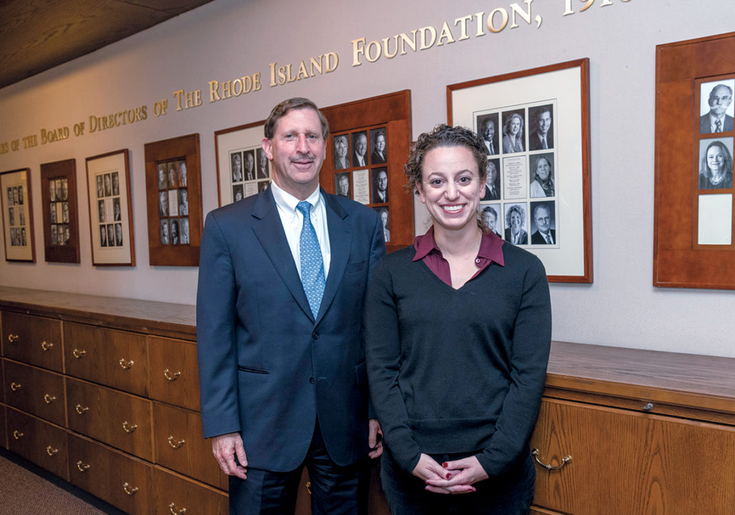 INVESTED: Rhode Island Foundation President and CEO Neil D. Steinberg and Jessica David, senior vice president of strategy and community investments, have helped launch 12 Rhode Island entrepreneurs through RIF’s innovation fellowship program. / PBN PHOTO/MICHAEL SALERNO INVESTED: Rhode Island Foundation President and CEO Neil D. Steinberg and Jessica David, senior vice president of strategy and community investments, have helped launch 12 Rhode Island entrepreneurs through RIF’s innovation fellowship program. / PBN PHOTO/MICHAEL SALERNO