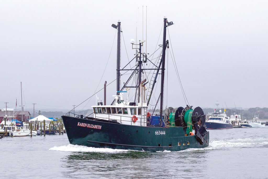 CALM WATERS: The Point Judith-based fishing vessel Karen Elizabeth is owned by commercial fisherman Chris Roebuck, who catches squid and scallops and conducts scientific studies of fish populations. / PBN PHOTO/JOHN LEE