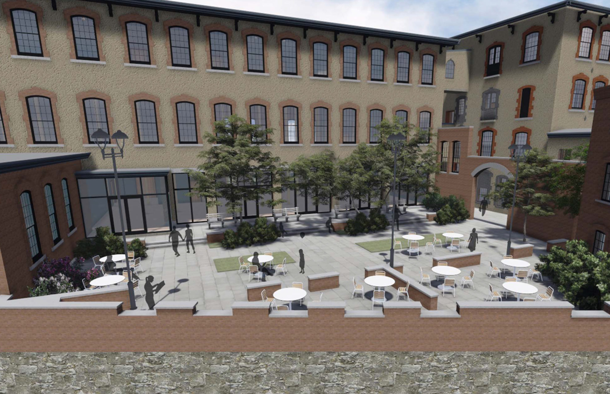 THE WASHINGTON TRUST CO. recently provided $23.6 million to finance the mixed-use redevelopment of Pontiac Mills in Warwick, shown by the rendering above. / COURTESY WASHINGTON TRUST