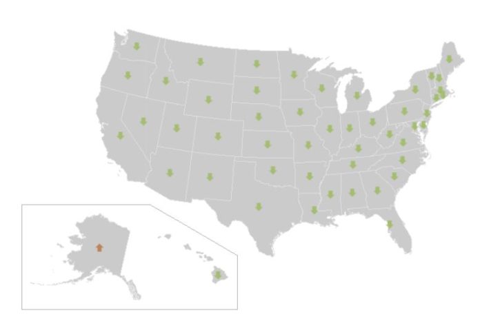 SERIOUS MORTGAGE DELINQUENCY declined in every state in the U.S. other than Alaska in September. / COURTESY CORELOGIC SERIOUS MORTGAGE DELINQUENCY declined in every state in the U.S. other than Alaska in September. / COURTESY CORELOGIC