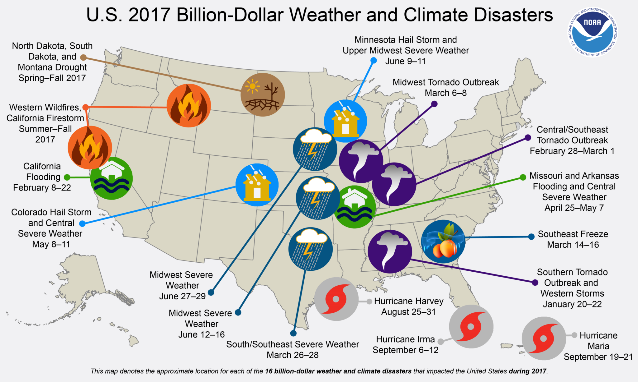 THE NATIONAL OCEANIC AND ATMOSPHERIC ADMINISTRATION reported that 2017 was the costliest year on record for weather and climate disasters. / COURTESY NOAA