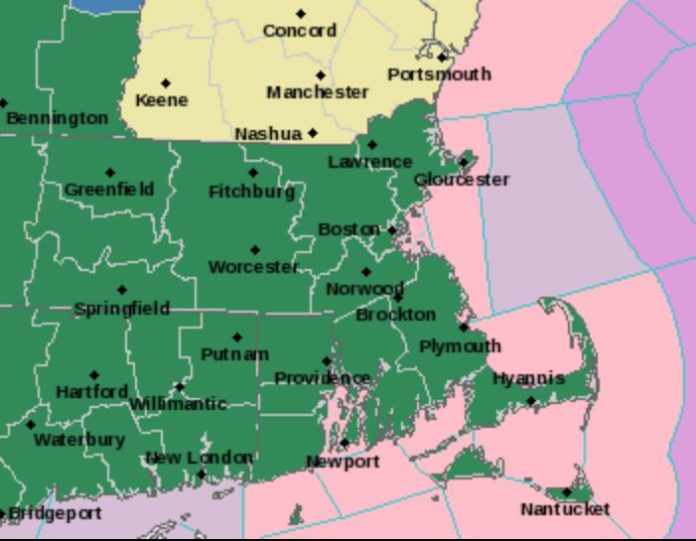 THE NATIONAL WEATHER SERVICE issued a flood warning for all of Rhode Island and Massachusetts ahead of Friday's warm weather and expected rain. / COURTESY NWS