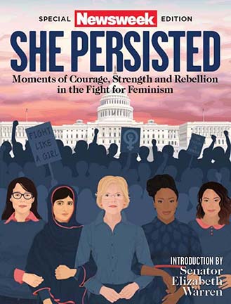 THE COVER DESIGN “She Persisted” by Narya Marcille was created for a special edition of Newsweek magazine. It features illustrations of Democratic Sen. Elizabeth Warren of Massachusetts; Ellen Pao, former interim CEO of Reddit; Pakastani education and women’s rights advocate Malala Yousafzai, winner of the Nobel Peace Prize; Chimamanda Ngozi Adichi, a Nigerian novelist and feminist; and Gina Rodriguez, an American actress best known for her role in “Jane the Virgin.” / COURTESY NARYA MARCILLE THE COVER DESIGN “She Persisted” by Narya Marcille was created for a special edition of Newsweek magazine. It features illustrations of Democratic Sen. Elizabeth Warren of Massachusetts; Ellen Pao, former interim CEO of Reddit; Pakastani education and women’s rights advocate Malala Yousafzai, winner of the Nobel Peace Prize; Chimamanda Ngozi Adichi, a Nigerian novelist and feminist; and Gina Rodriguez, an American actress best known for her role in “Jane the Virgin.” / COURTESY NARYA MARCILLE