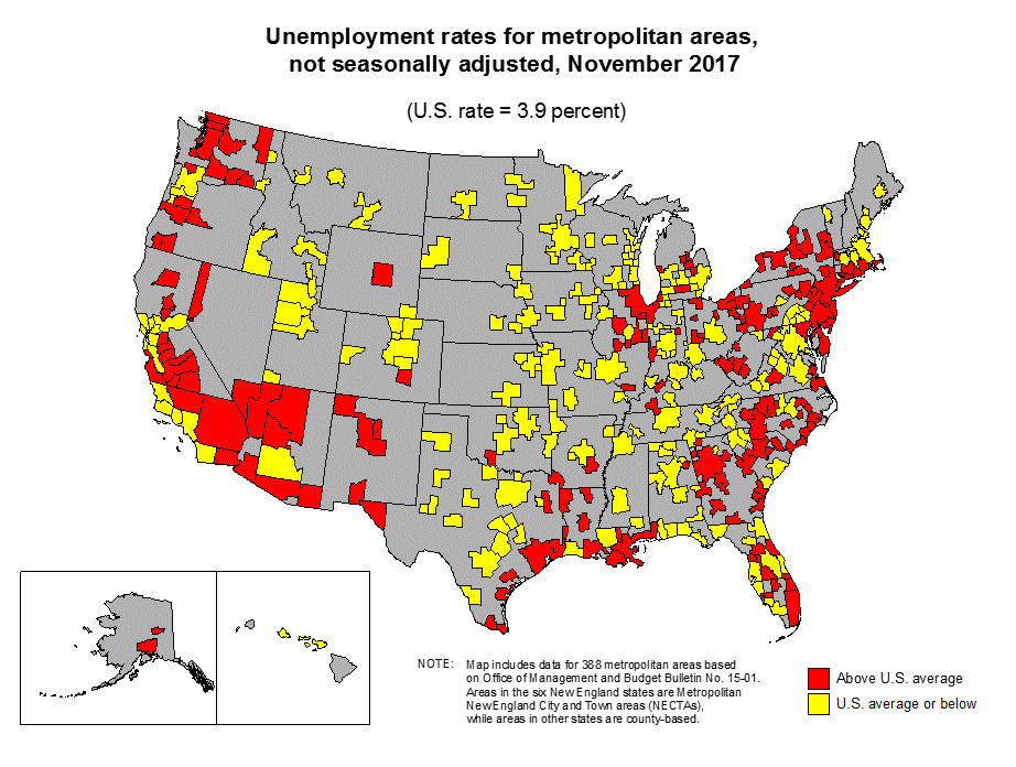 THE NON-SEASONALLY ADJUSTED unemployment rate in the Providence metro area decreased 0.1 percentage points year over year to 4.2 percent. / COURTESY U.S. BUREAU OF LABOR STATISTICS