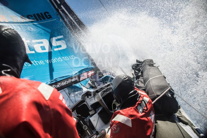 VESTAS 11TH HOUR RACING will not be participating in in-port races in Hong Kong and Guangzhou, China, nor will it participate in Leg 5 of the Volvo Ocean Race between the two cities. / COURTESY VOLVO OCEAN RACE/MARTIN KERUZORE