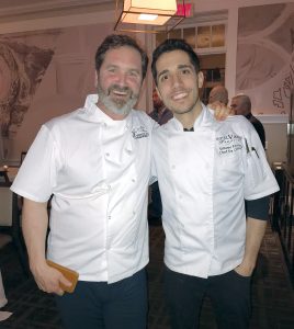 UNIQUE PAIR: Chefs Mike Robinson, left, from London’s Harwood Arm’s restaurant, and Simone Ferrara of the Hotel Viking in Newport team up to prepare a unique game dinner held in February at the Viking. / COURTESY NICOLE BELAIR