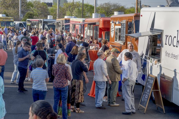 THE SEVENTH annual Eat Drink RI Festival will take place April 25-28. Above, crowds gather for the Truck Stop event, part of the sixth annual Eat Drink RI Festival. The Truck Stop event has returned for the 2018 festival. / COURTESY EAT DRINK RI