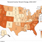 THE TOTAL PERSONAL income earned in Rhode island increased 2.4 percent in 2017 year over year to $53.3 billion. / COURTESY BUREAU OF ECONOMIC ANALYSIS