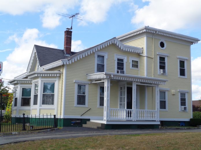 THE POTTER-COLLYER HOUSE, at 67 Cedar St., was recently awarded a historic marker by the Preservation Society of Pawtucket. Originally built in 1863, it was augmented and expanded in 1877, 1895 and 1902, and was moved from its original location on the west side of Pine Street in 1962 during the construction of Interstate 95. / COURTESY PRESERVATION SOCIETY OF PAWTUCKET