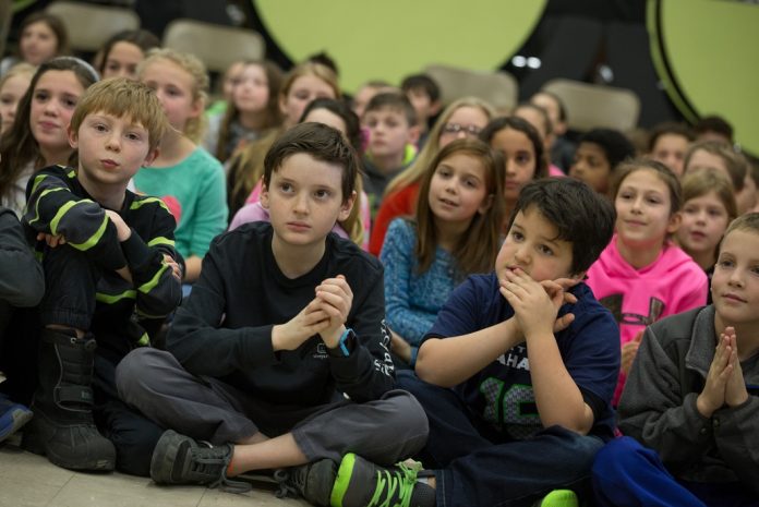 STUDENTS FROM William Winsor Elementary School in Smithfield, which was one of the schools statewide to win grants for classroom innovation from the Rhode Island Foundation. Nearly two dozen school districts will share $153,000 in grants. / COURTESY RHODE ISLAND FOUNDATION