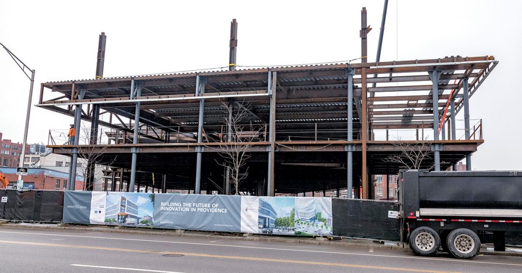 UNDER CONSTRUCTION: The Wexford Science and Technology Innovation Center building is now under active construction in the Interstate 195 Redevelopment District. / PBN PHOTO/MICHAEL SALERNO